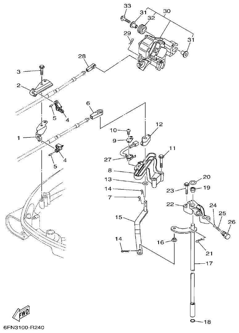 Yamaha F130AET, FL130AET CONTROL parts diagram